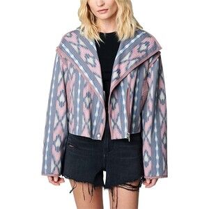 BLANKNYC Printed Cotton Cowl Neck Jacket SZ XS Aztec Design Winter Native Indie